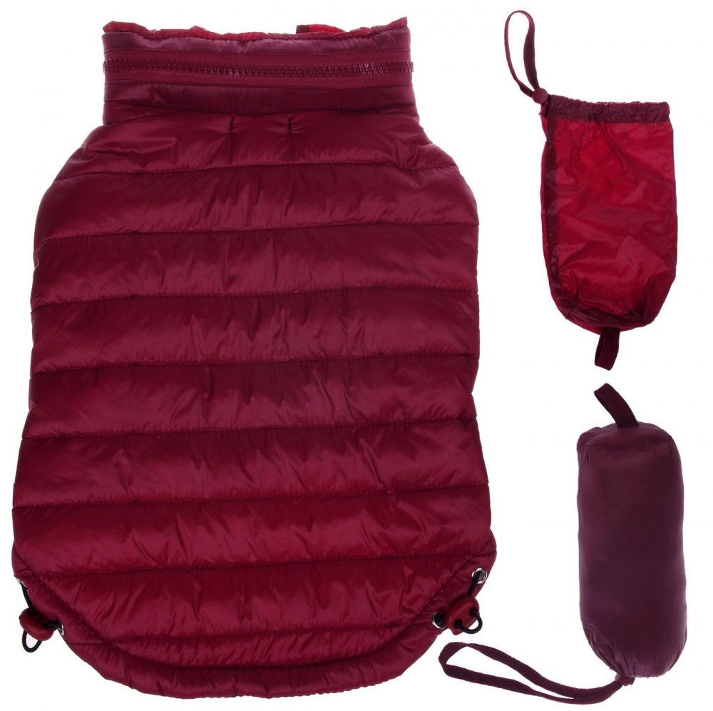 Pet Life Adjustable Burgundy Red Sporty Avalanche Dog Coat with Pop Out Zippered Hood