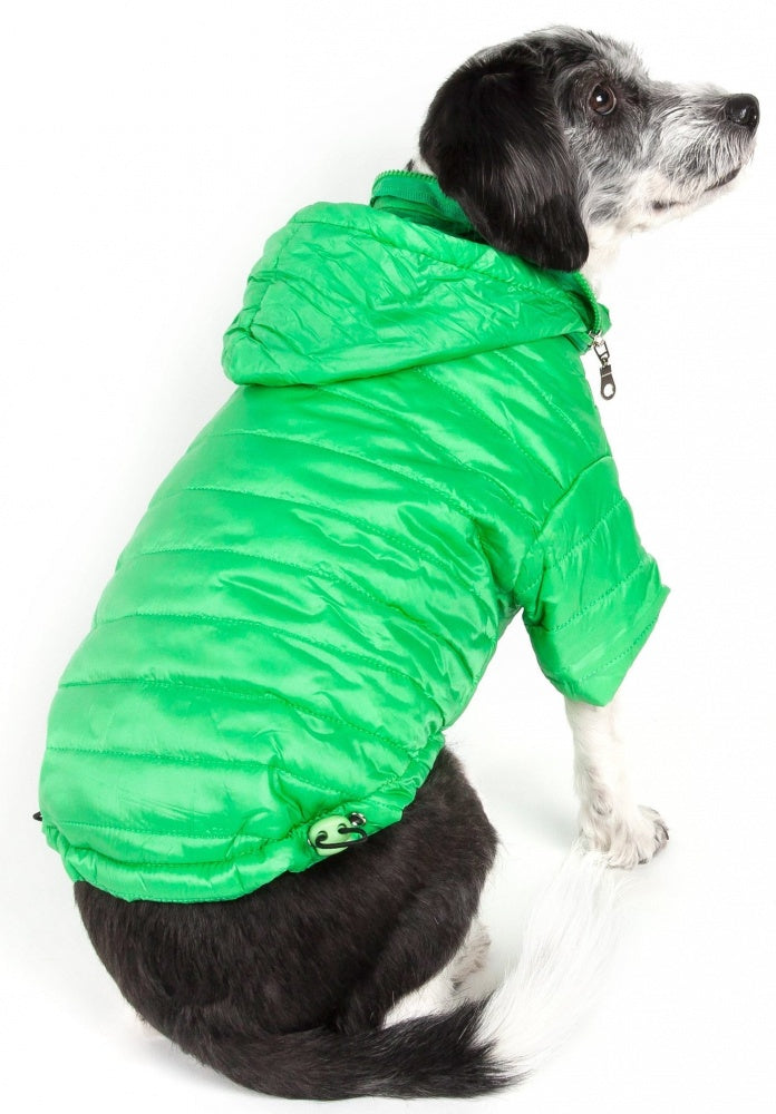 Pet Life Adjustable Mint Green Sporty Avalanche Dog Coat with Pop Out Zippered Hood