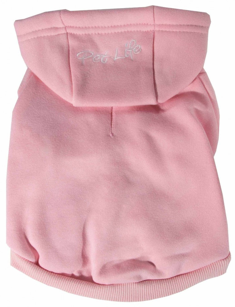 Pet Life Fashion Plush Cotton Hooded Pink Dog Sweater