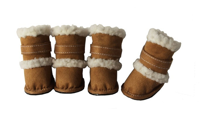 Pet Life Shearling Duggz Insulated Beige Dog Shoes