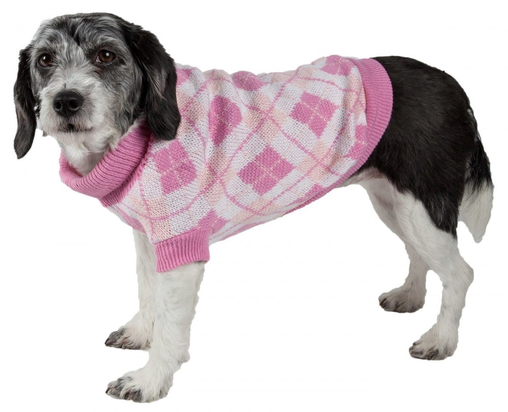 Pet Life Pink Argyle Knitted Dog Sweater