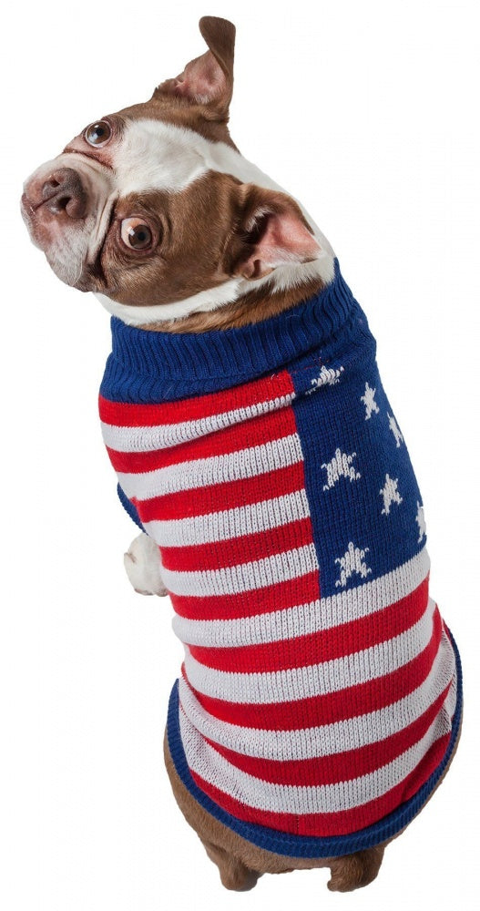 Pet Life Patriot Star Heavy Knitted Turtle Neck Dog Sweater