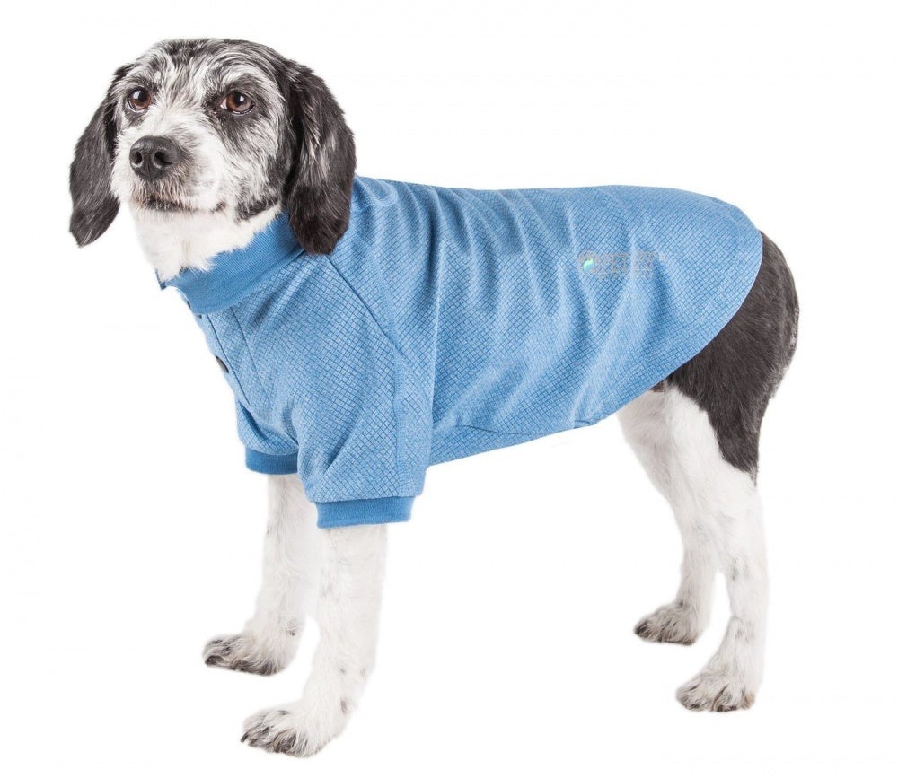 Pet Life Active Relax Stretch Fur Flexed Blue Polo T-Shirt