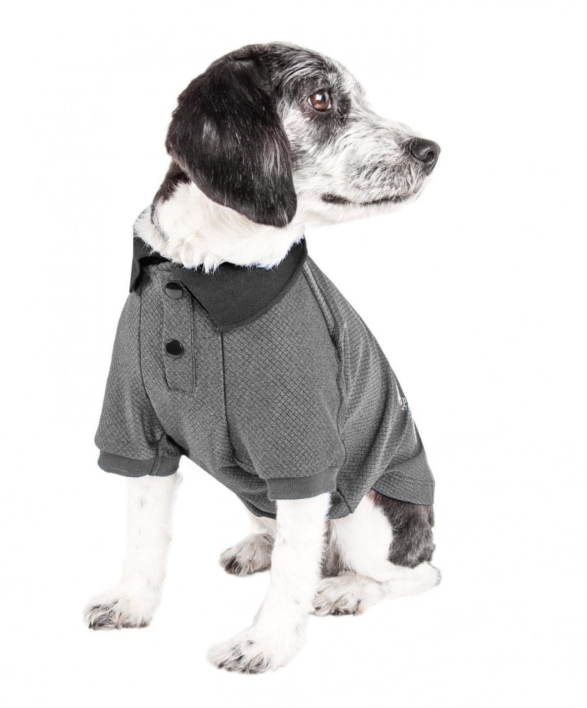 Pet Life Active Relax Stretch Fur Flexed Grey Polo Dog T-Shirt