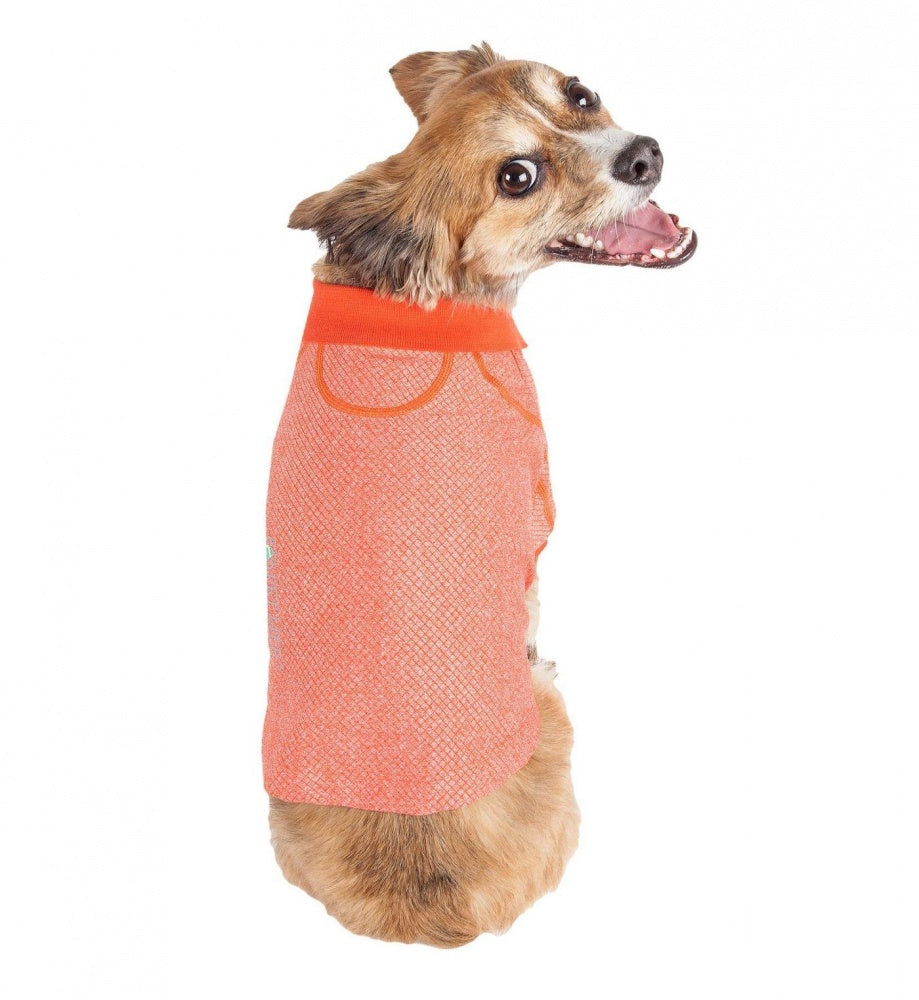 Pet Life Active Relax Stretch Fur Flexed Orange Polo Dog T-Shirt