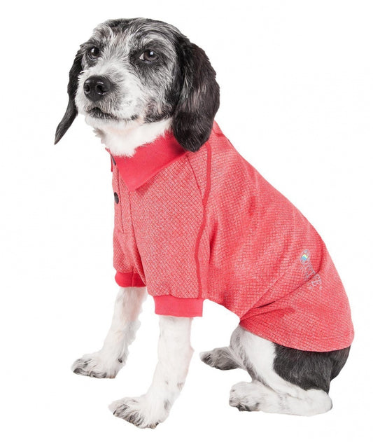 Pet Life Active Relax Stretch Fur Flexed Red Polo Dog T-Shirt