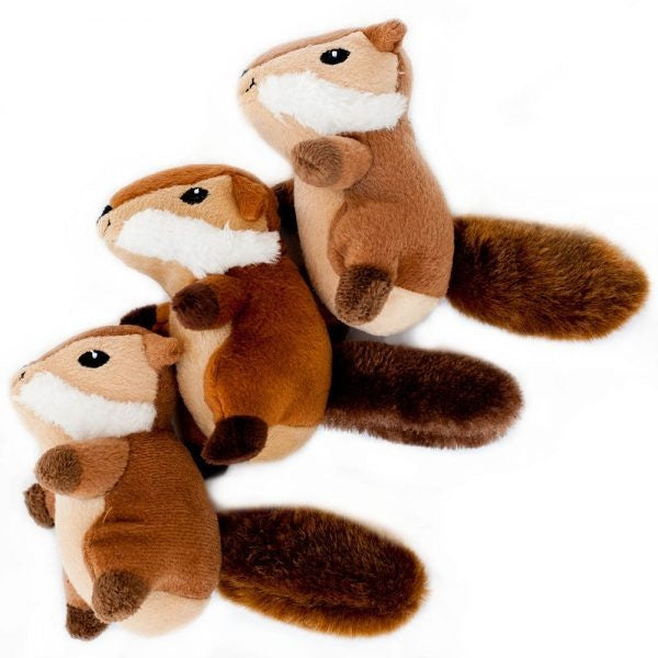 ZippyPaws Miniz Chipmunks 3-Pack Plush Dog Toys