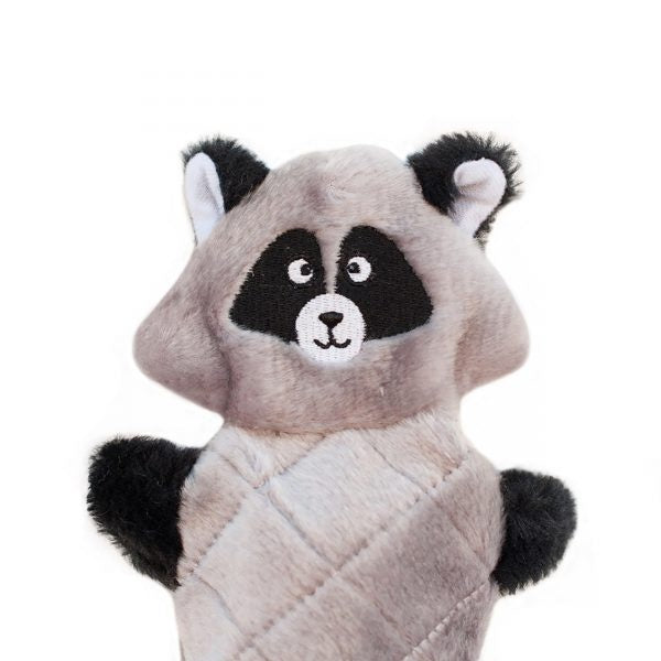 ZippyPaws Jigglerz No Stuffing Raccoon Plush Dog Toy