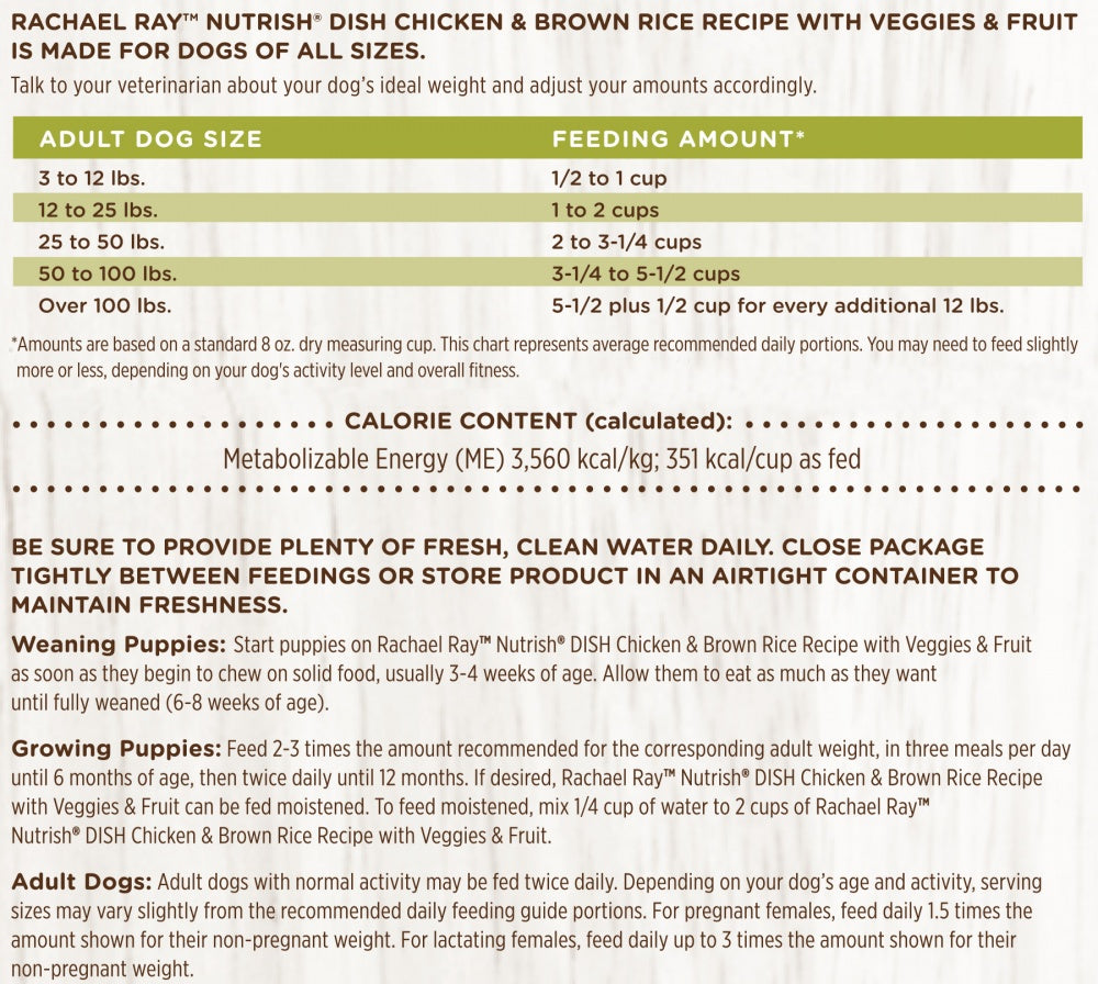 Rachael Ray Nutrish Dish Natural Chicken & Brown Rice with Fruit & Veggies Recipe Dry Dog Food