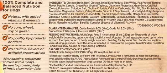 Rachael Ray Nutrish Natural Grain Free Hearty Beef Stew Recipe Wet Dog Food