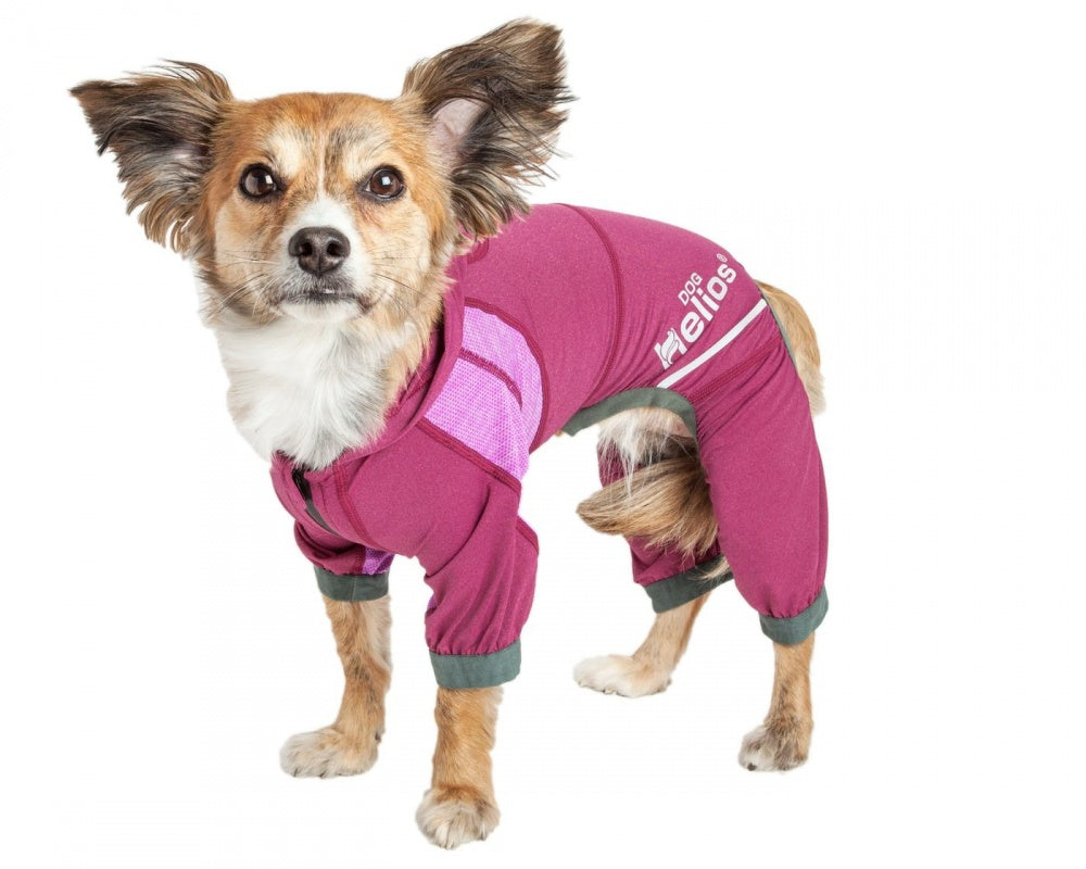 Pet Life Dog Helios Namastail Pink Full Bodied Performance Breathable Yoga Dog Hooded Tracksuit