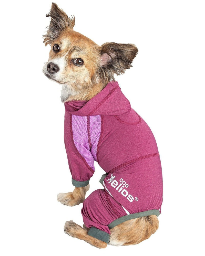 Pet Life Dog Helios Namastail Pink Full Bodied Performance Breathable Yoga Dog Hooded Tracksuit