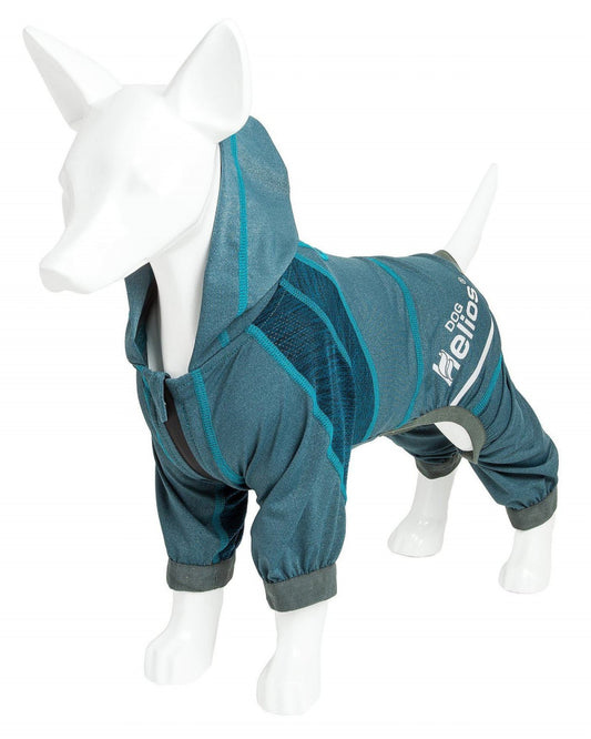 Pet Life Dog Helios Namastail Teal Full Bodied Performance Breathable Yoga Dog Hooded Tracksuit