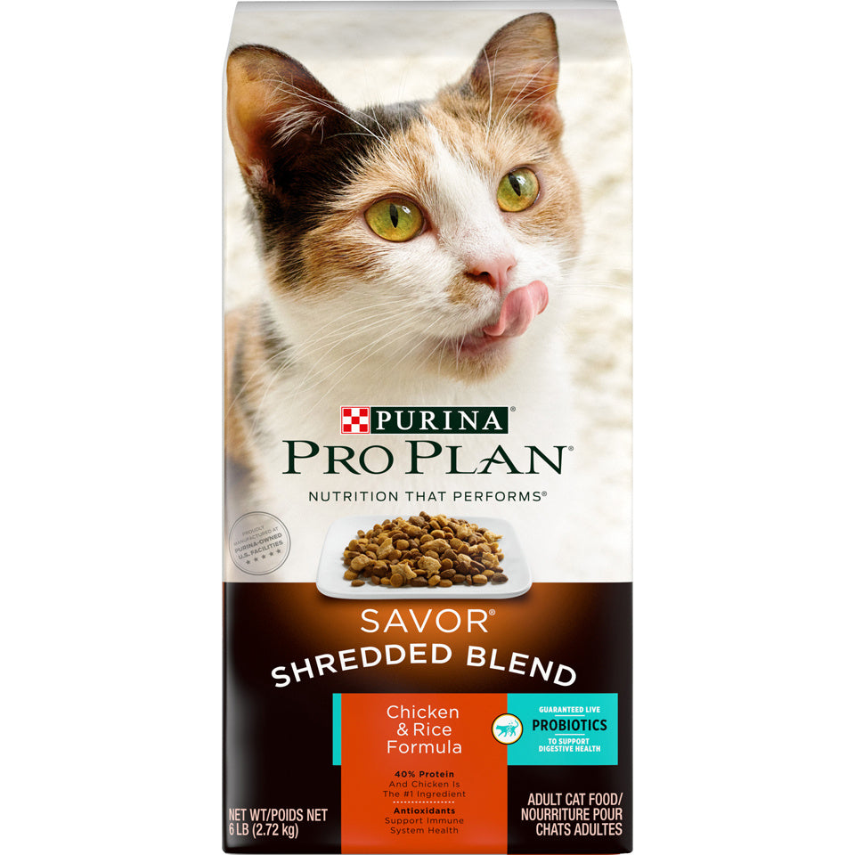 Purina Pro Plan Savor Shredded Blend Chicken & Rice Formula Adult Dry Cat Food