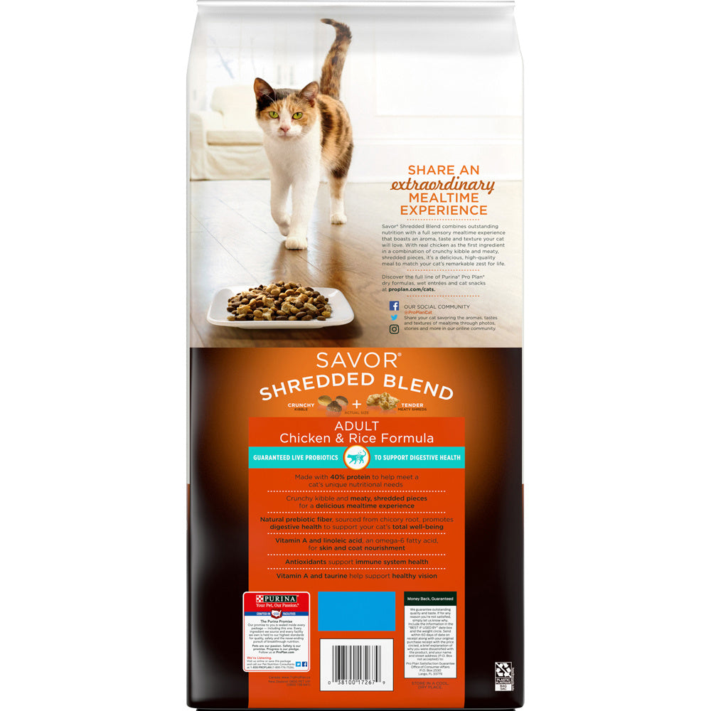 Purina Pro Plan Savor Shredded Blend Chicken & Rice Formula Adult Dry Cat Food