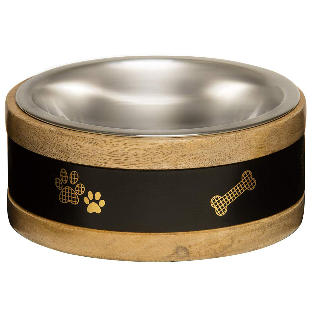 Loving Pets Black Label Wooden Ring Dog Bowl