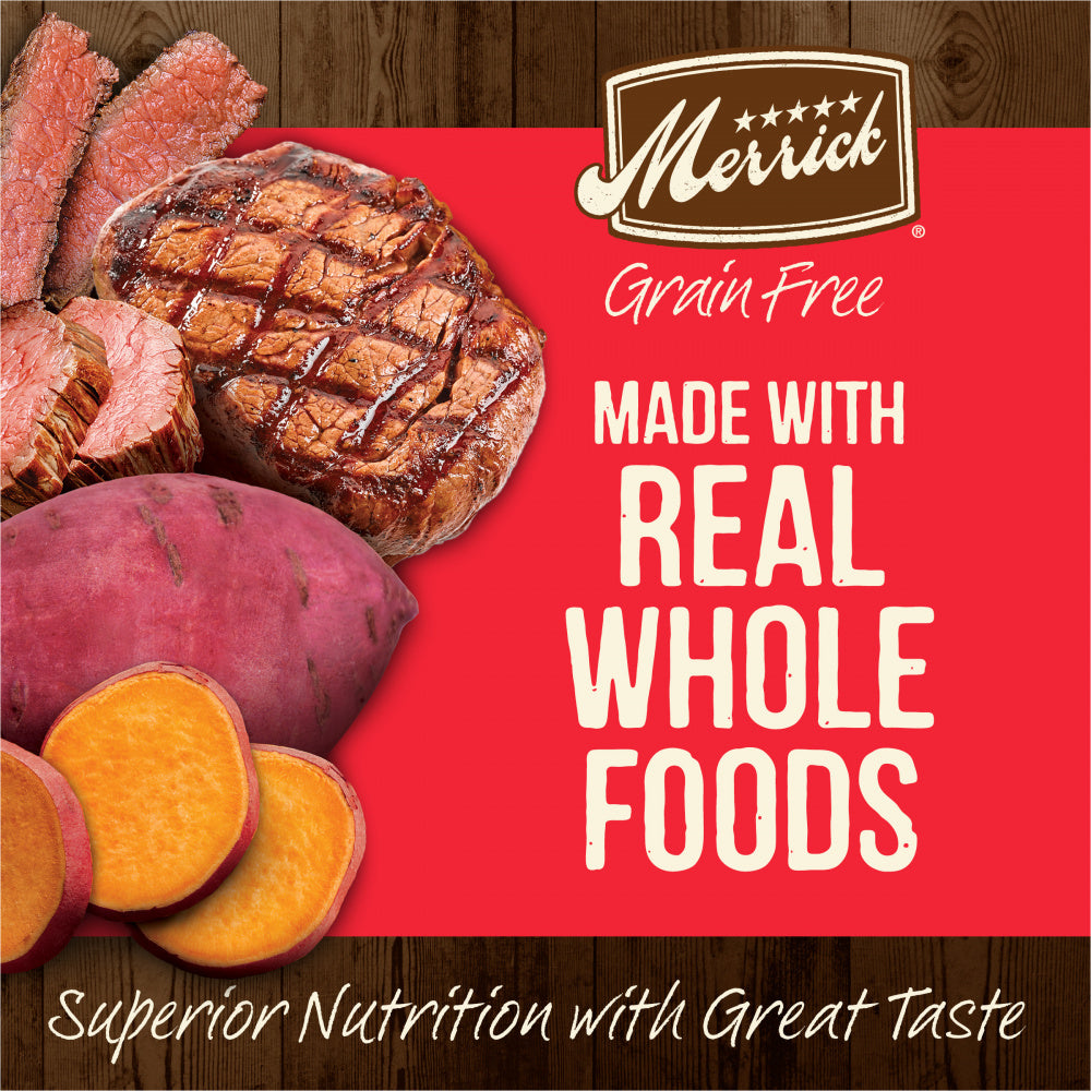 Merrick Dry Dog Food, Real Beef, Bison and Sweet Potato Grain Free Dog Food Recipe