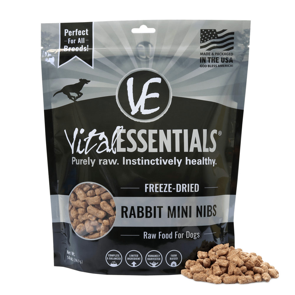 Vital Essentials Grain Free Rabbit Mini Nibs Entree Freeze Dried Dog Food