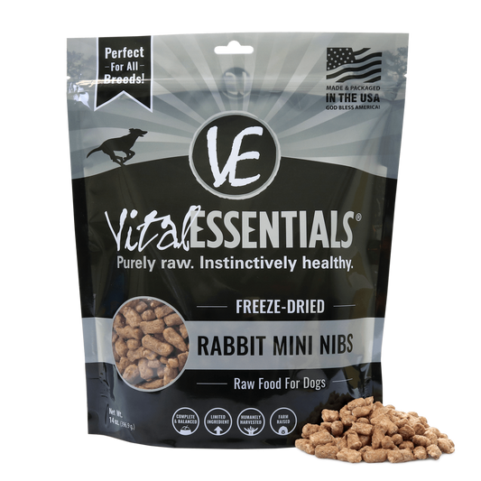 Vital Essentials Grain Free Rabbit Mini Nibs Entree Freeze Dried Dog Food