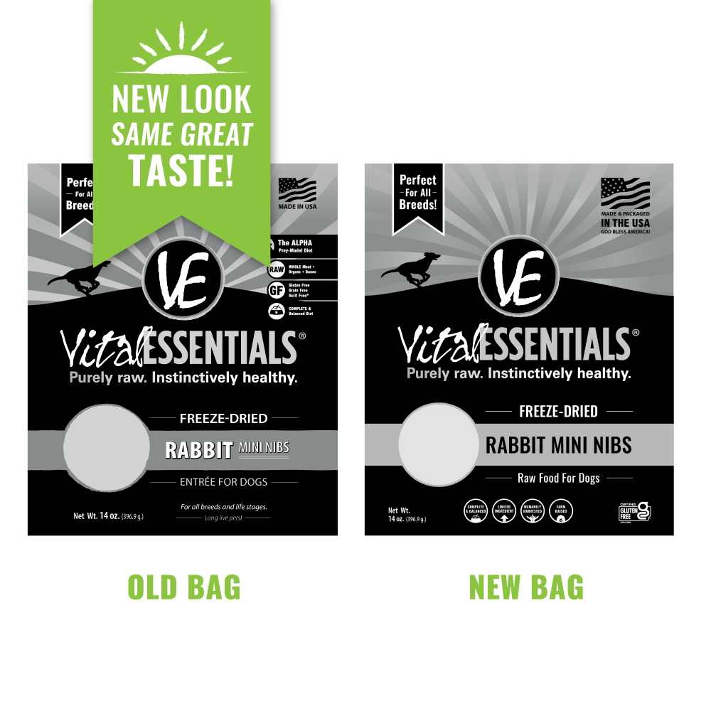 Vital Essentials Grain Free Rabbit Mini Nibs Entree Freeze Dried Dog Food