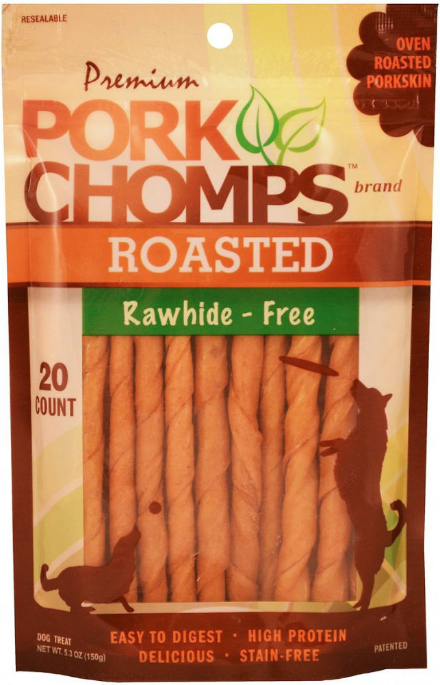 Premium Pork Chomps Rawhide Free Roasted Twists Dog Treats