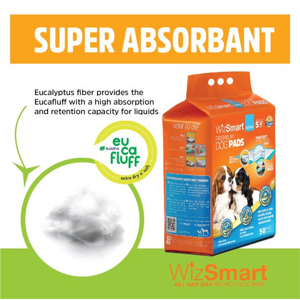 WizSmart Super All Day Dry Premium Dog Pads