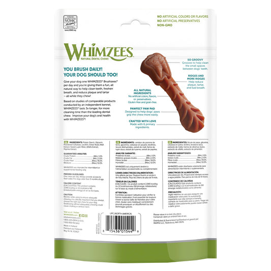 Whimzees Brushzees Natural Daily Dental Extra Small Breed Dog Treats