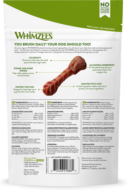 Whimzees Daily Use Brushzees Small Pack Dental Dog Treats