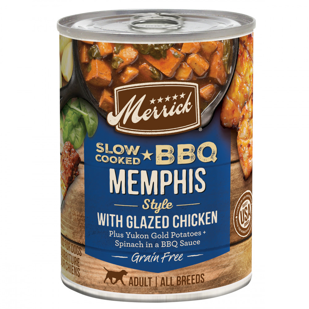 Merrick Grain Free Slow Cooked BBQ Memphis Style Chicken Recipe Canned Dog Food