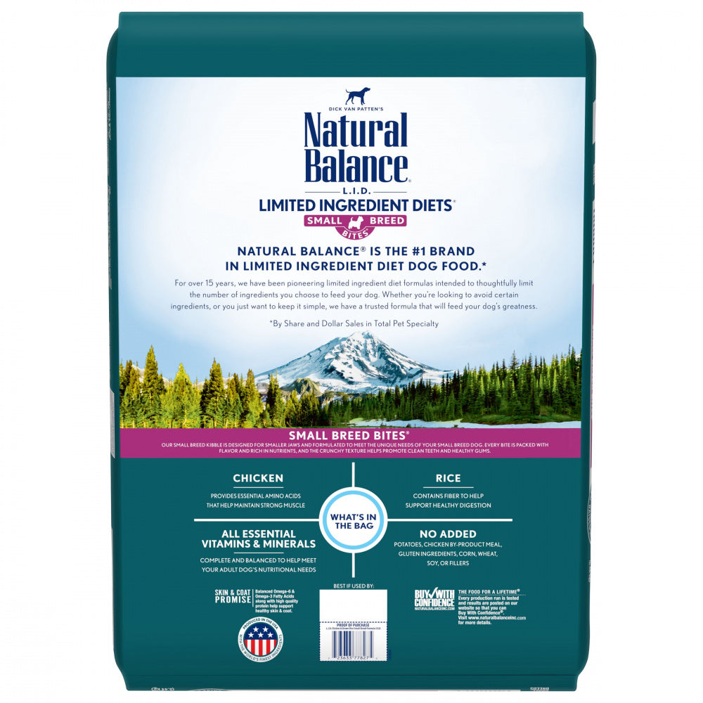 Natural Balance L.I.D. Limited Ingredient Diets Chicken & Brown Rice Small Breed Bites Dry Dog Food