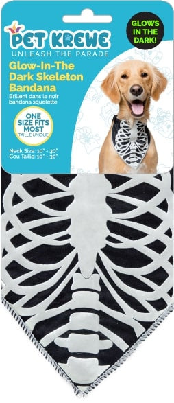 Pet Krewe Glow In The Dark Skeleton Bandana Costume for Cats & Dogs