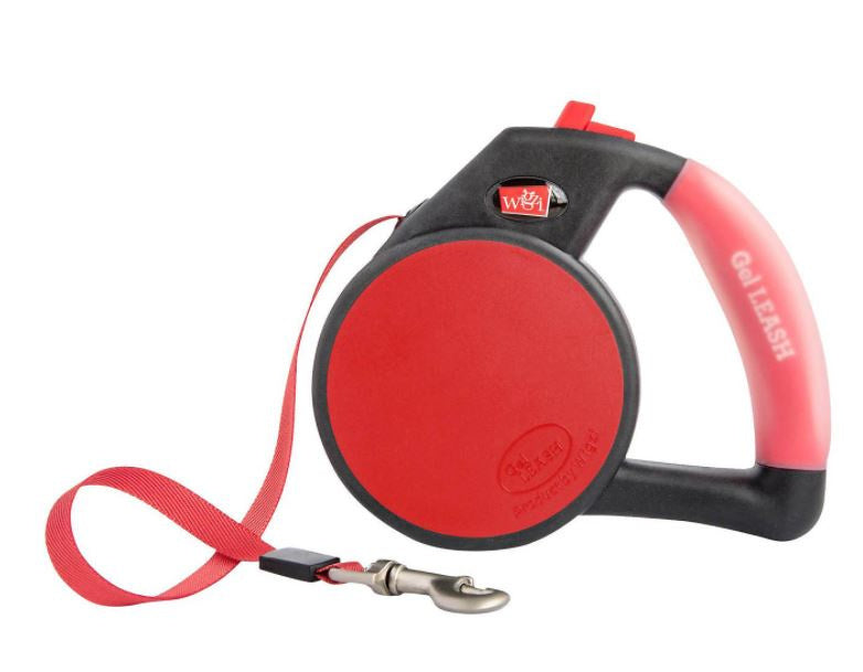 Wigzi Gel Handle Reflective Tape Red Retractable Dog Leash