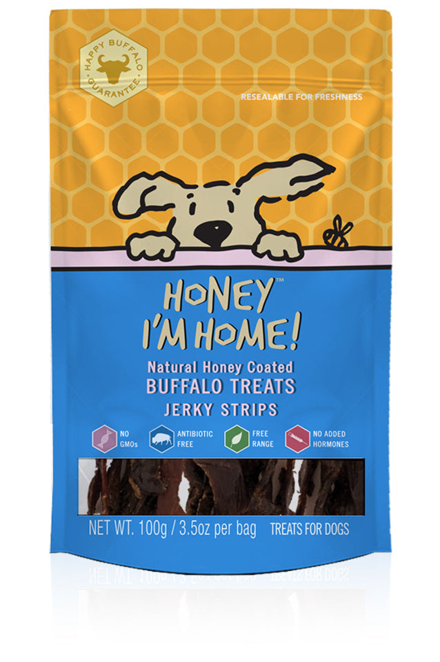 Honey I'm Home Natural Honey Coated Jerky Strips Buffalo Dog Treats