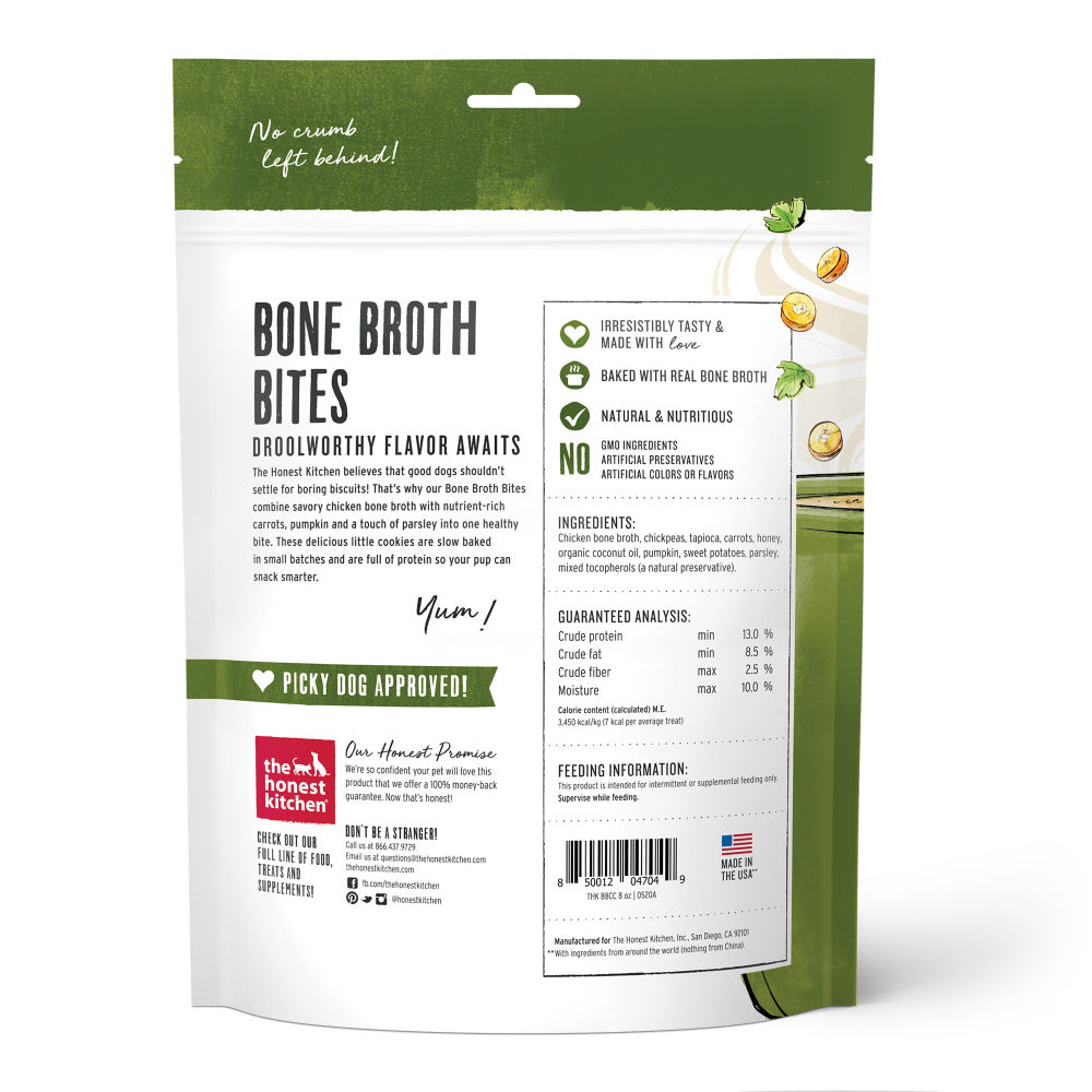 The Honest Kitchen Bone Broth Bites Roasted with Chicken Bone Broth & Carrots Dog Treats