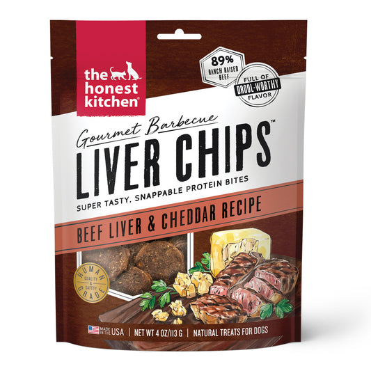 The Honest Kitchen Gourmet Barbecue Liver Chips Beef Liver & Cheddar Recipe Dog Treats