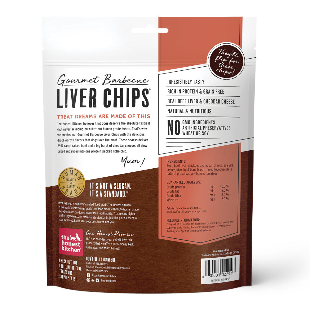 The Honest Kitchen Gourmet Barbecue Liver Chips Beef Liver & Cheddar Recipe Dog Treats