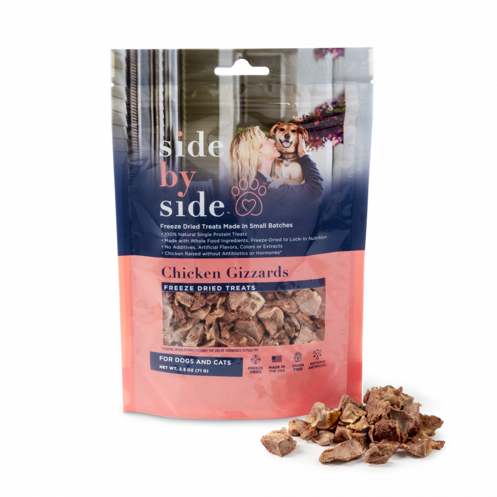 Side By Side Small Batch Freeze Dried Chicken Gizzards Dog Treats