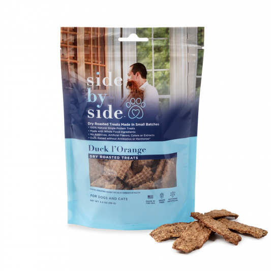 Side By Side Small Batch Dry Roasted Duck l'Orange Dog & Cat Cooling Treats