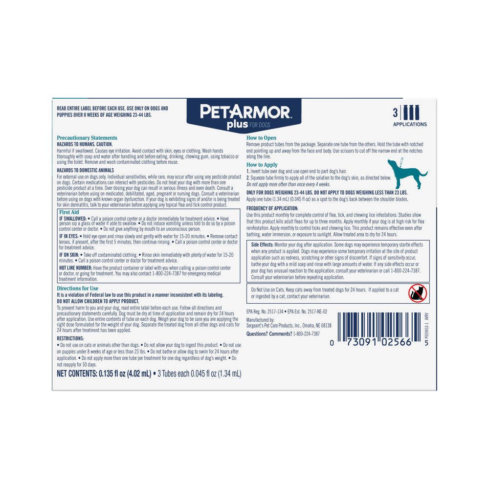 PetArmor Plus Flea & Tick Spot Treatment for Dogs 23-44 lbs