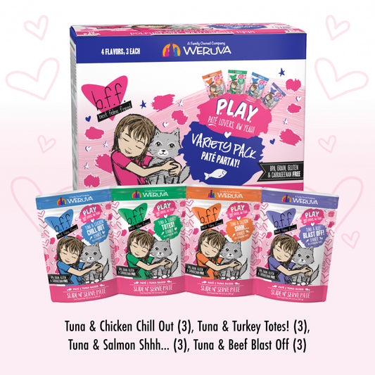 Weruva Grain Free B.F.F. PLAY Pate Lovers Variety Pack Cat Food Pouces