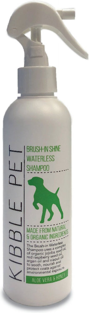 Kibble Pet Brush In Shine Waterless Shampoo Aloe Vera Honey