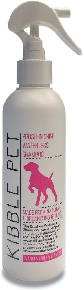 Kibble Pet Brush In Shine Waterless Shampoo Warm Vanilla Amber