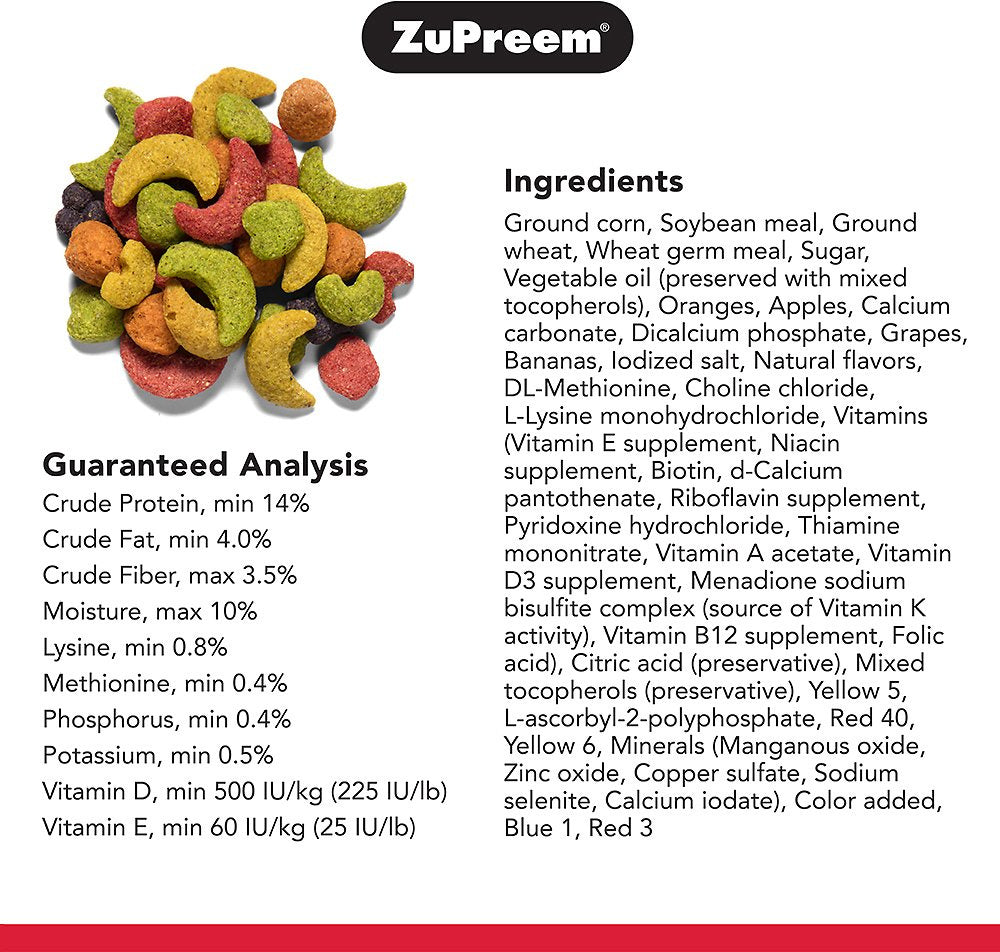 Zupreem FruitBlend Flavor Food with Natural Flavors for Large Birds