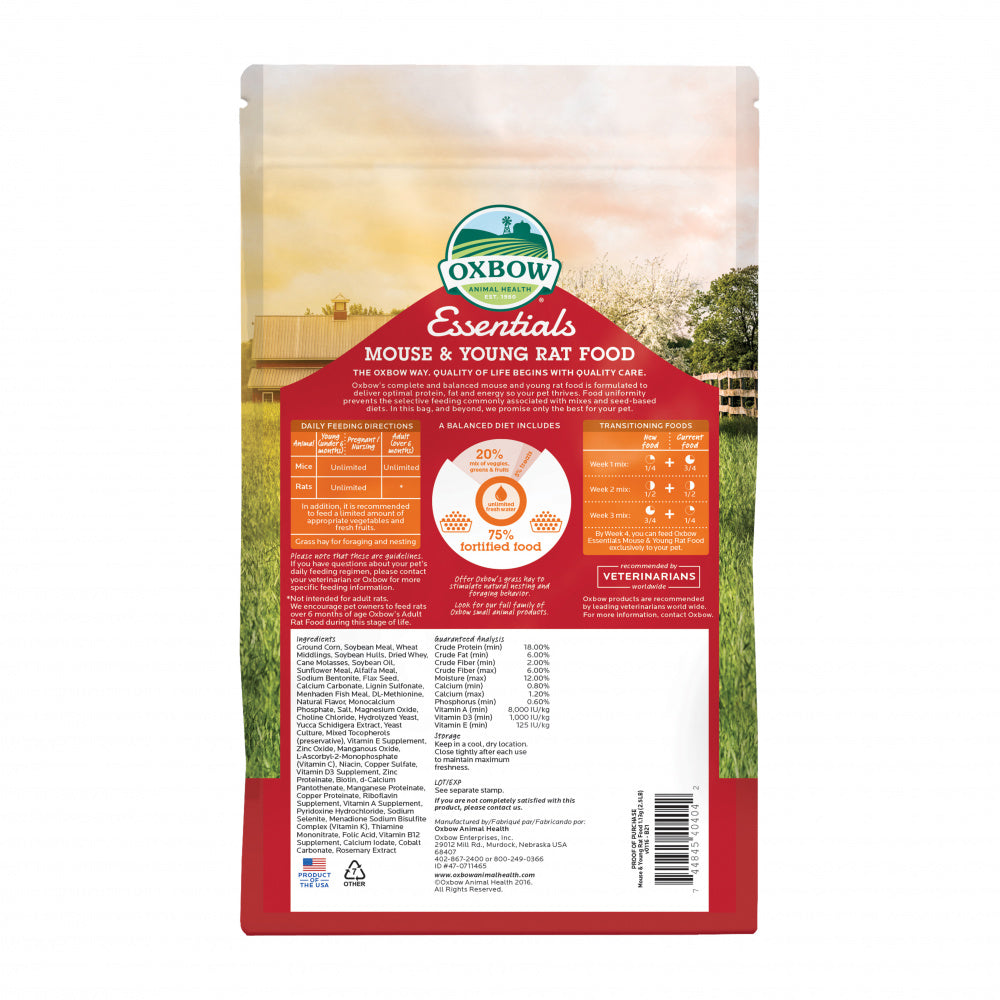 Oxbow Animal Health Essentials Mouse & Young Rat Food All Natural Mouse & Young Rat Food