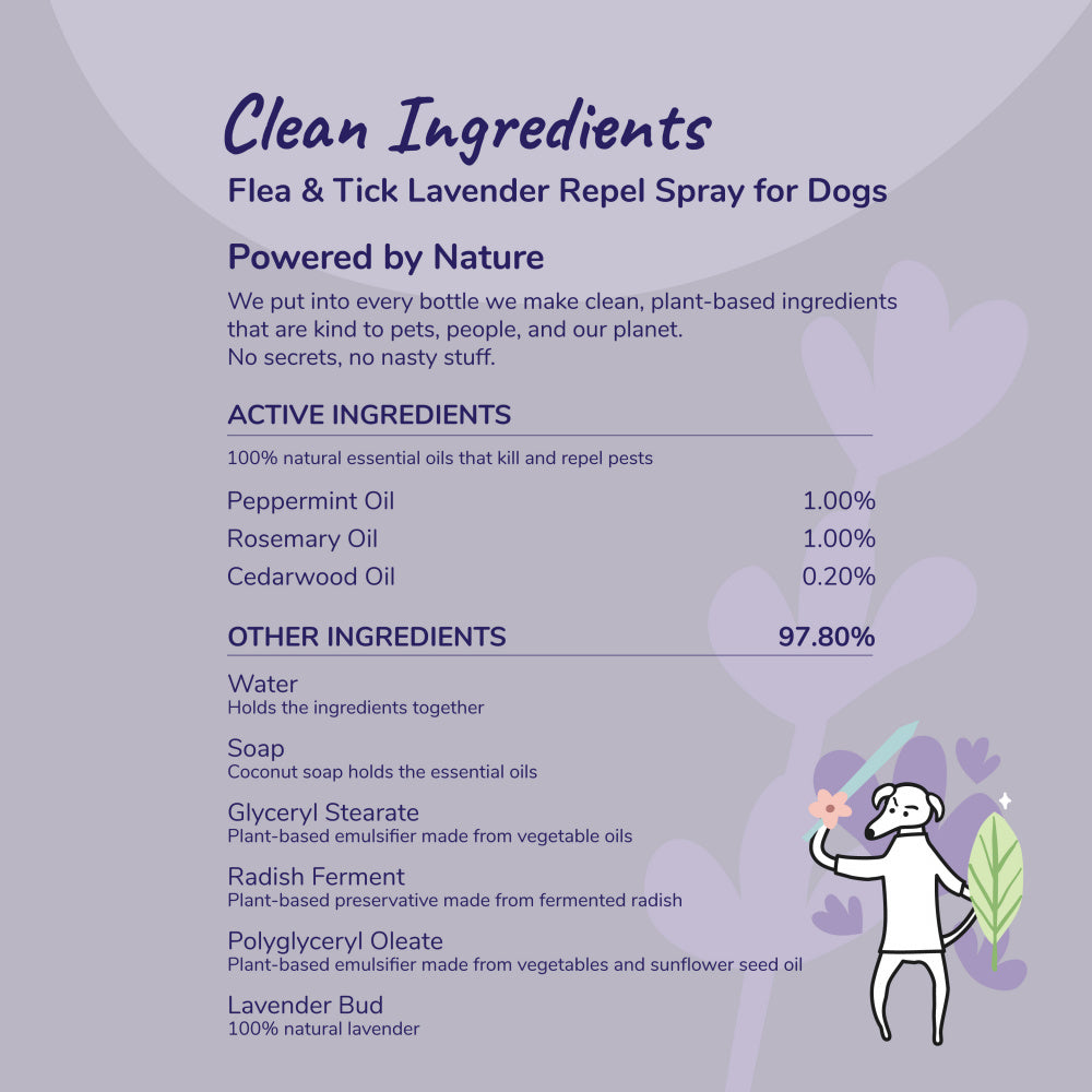 kin+kind Flea & Tick Prevent! Plant Powered Dog Protect Lavender Spray