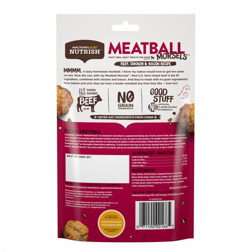 Rachael Ray Nutrish Meatball Morsels Grain Free Beef, Chicken & Bacon Recipe Dog Treats