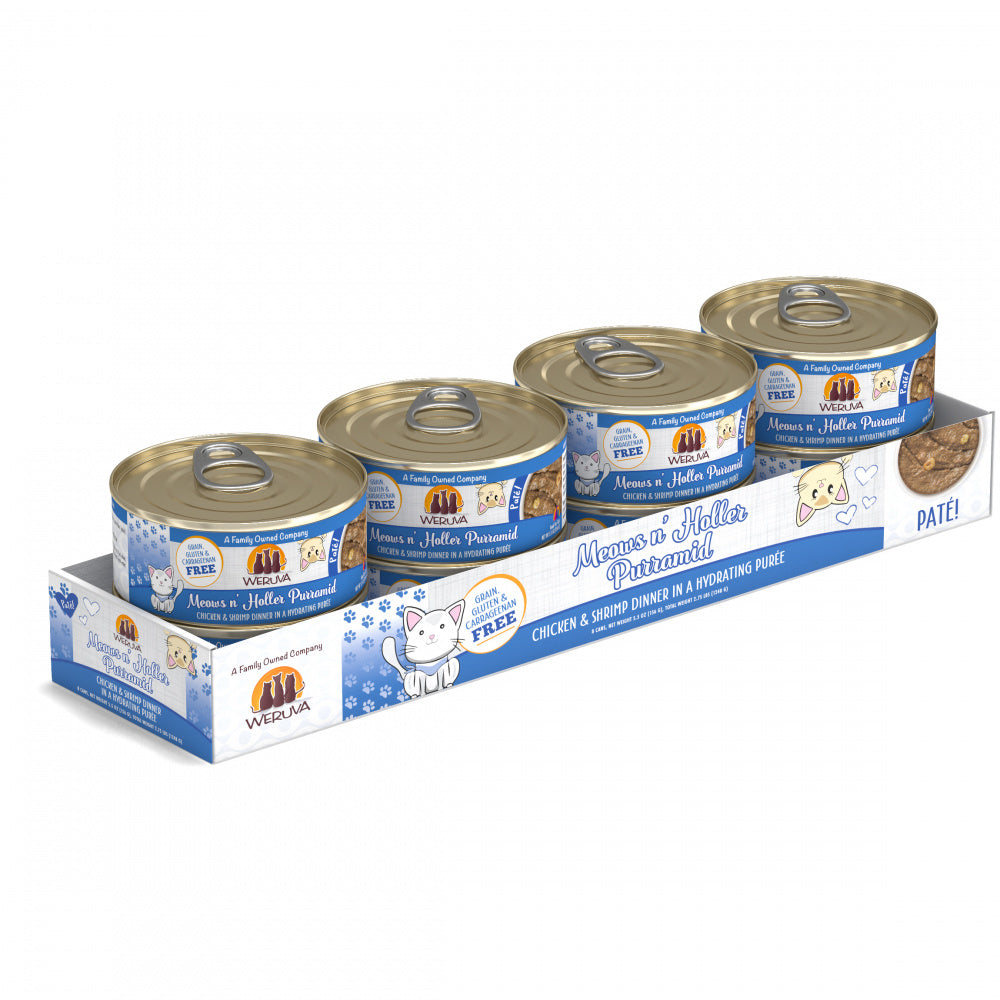 Weruva Classic Cat Pate Meows n' Holler PurrAmid with Chicken & Shrimp Canned Cat Food