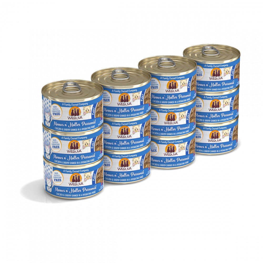 Weruva Classic Cat Pate Meows n' Holler PurrAmid with Chicken & Shrimp Canned Cat Food