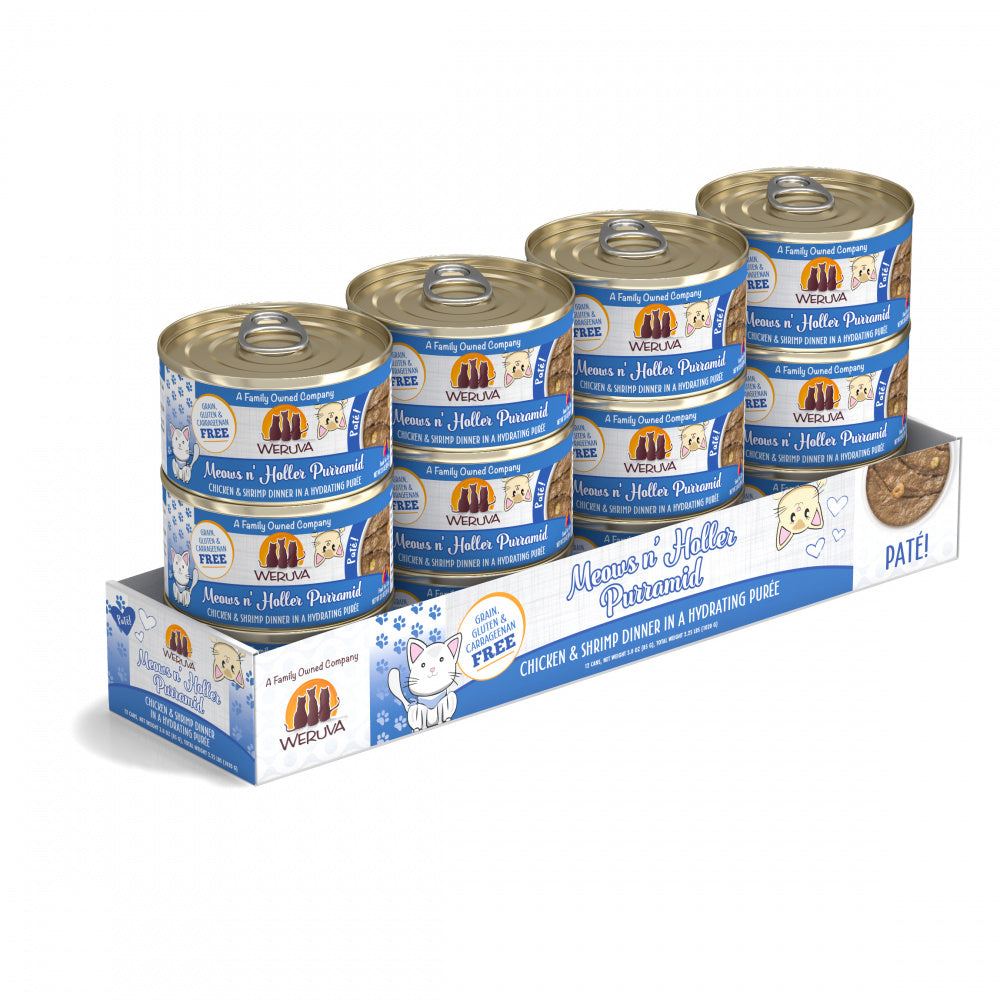 Weruva Classic Cat Pate Meows n' Holler PurrAmid with Chicken & Shrimp Canned Cat Food