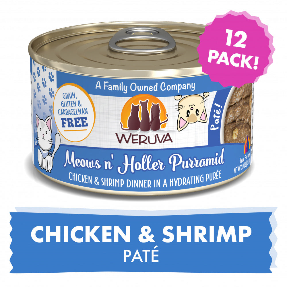 Weruva Classic Cat Pate Meows n' Holler PurrAmid with Chicken & Shrimp Canned Cat Food